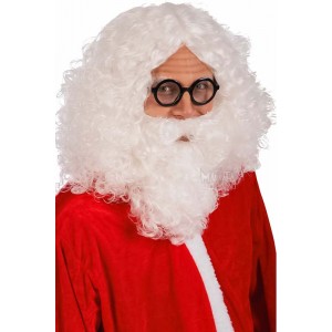 Луксозна перука с брада за Дядо Коледа в бял цвят 02367