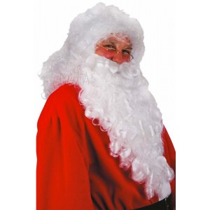 Перука с брада за Дядо Коледа делукс в бял цвят 02368