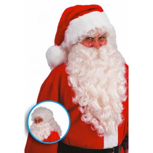 Перука с брада за Дядо Коледа делукс в цвят слонова кост 02369