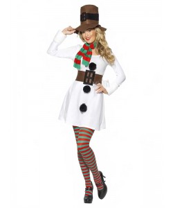 Коледен дамски костюм за снежен човек 28016