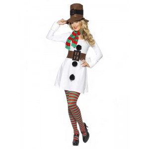 Коледен дамски костюм за снежен човек 28016