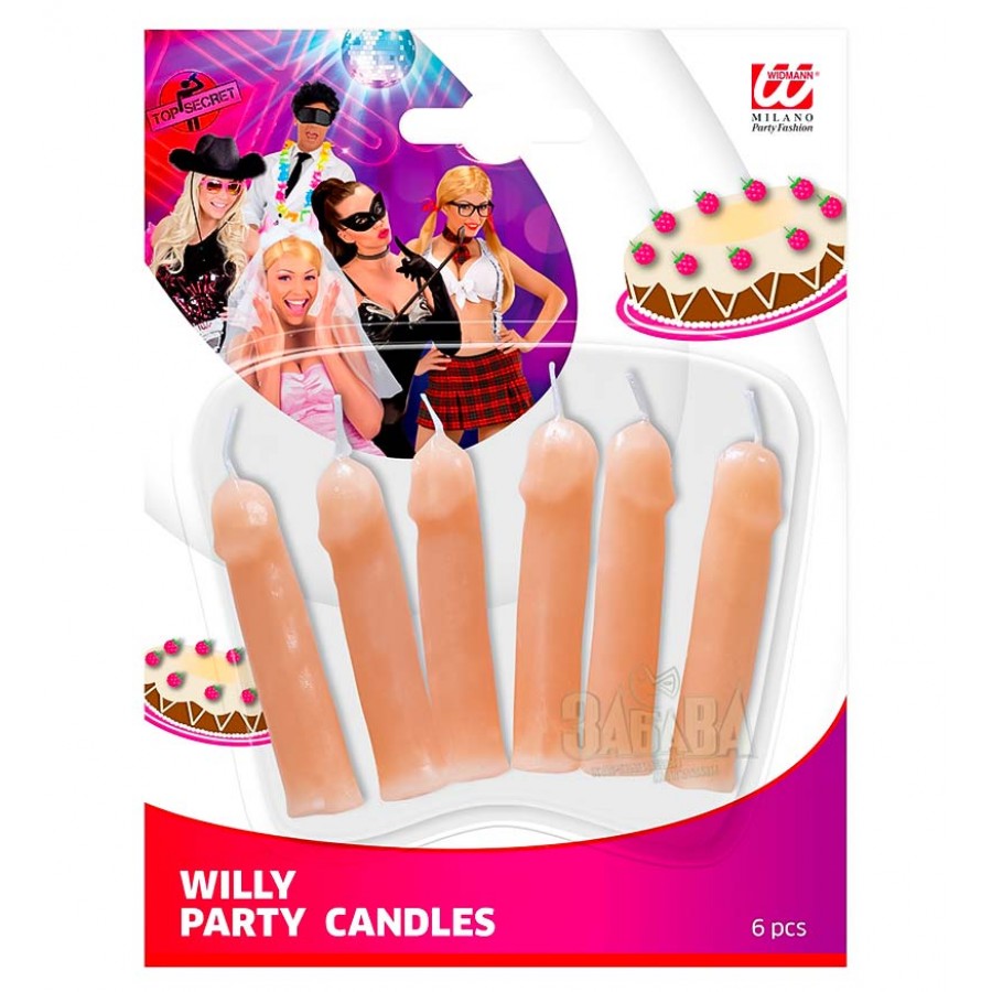 Парти свещички за торта - мъжки атрибут 6бр 9620U