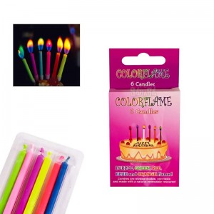 Парти свещички с цветен пламък 6бр 52945