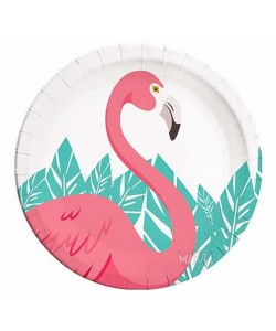 Парти чинии - Розово фламинго 8бр