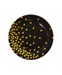 Парти чинии със златни точки в черен цвят 10бр.