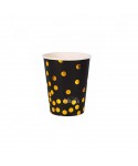 Парти чаши със златни точки в черен цвят