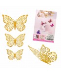 Комплект 4D златни пеперуди за декорации 12бр