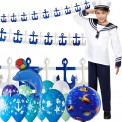 Комплект „Морски свят“ - моряшки костюм за момче и балони