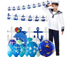 Комплект „Морски свят“ - моряшки костюм за момче и балони