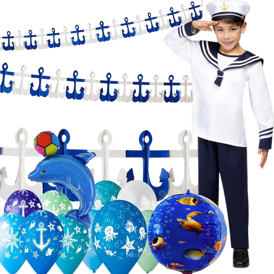 Парти комплект Морски свят с моряшки костюм за момче, балони Океан, Делфин и морска украса