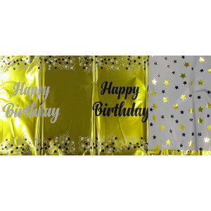 Парти покривка - Happy Birthday в златен цвят