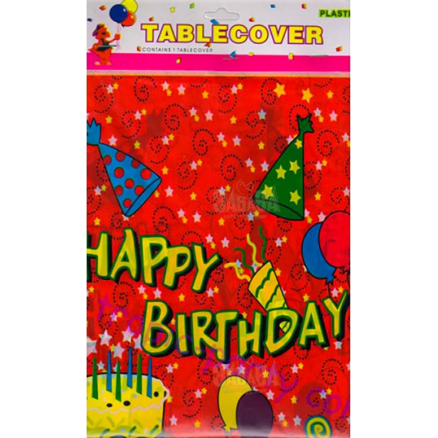 Парти покривка - Happy Birthday в червен цвят
