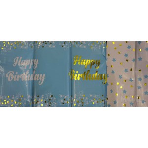 Парти покривка - Happy Birthday в син цвят