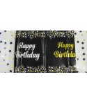Парти покривка - Happy Birthday в черен цвят