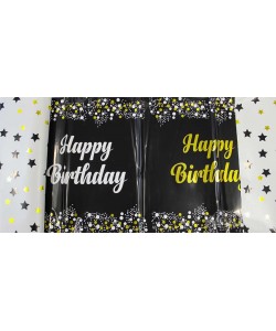 Парти покривка - Happy Birthday в черен цвят