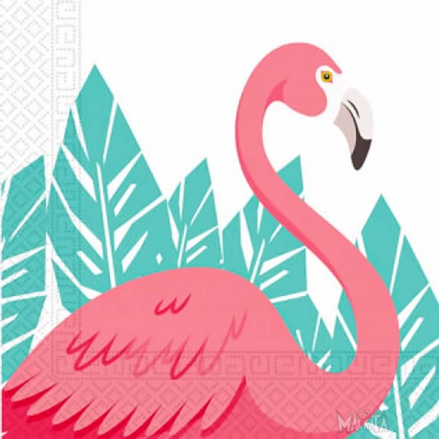 Парти салфетки - Розово фламинго 20бр