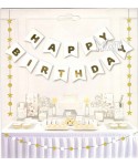 Парти украса - банер Happy Birthday в бял цвят