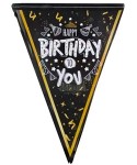 Парти украса - Флагчета Happy Birthday в черен цвят