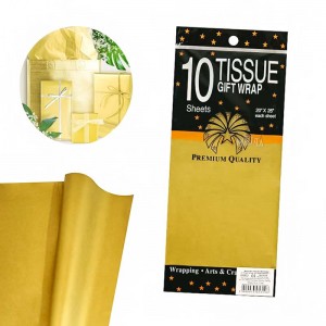 Материали за декорация - Тишу хартия в цвят старо злато 10 бр