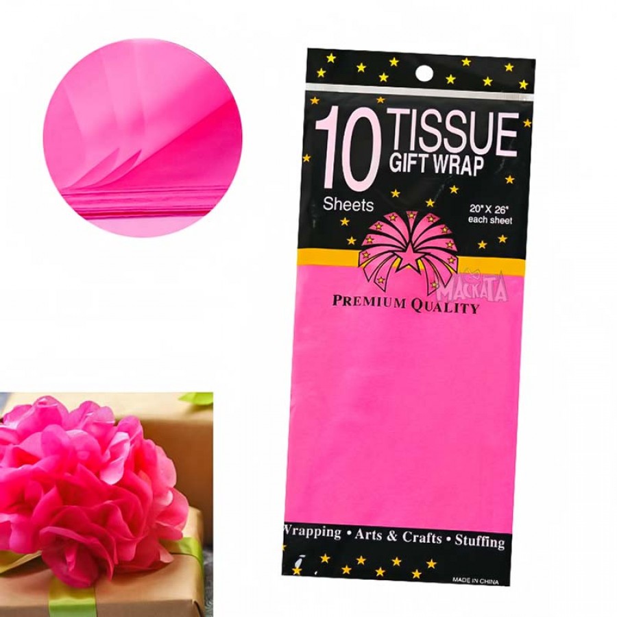 Материали за декорация - Тишу хартия в розов цвят 10 бр