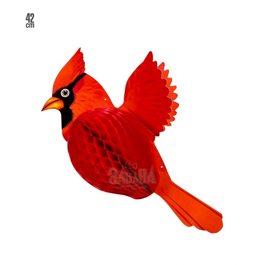 Парти украса - Хартиена розетка птица Червен кардинал 95769