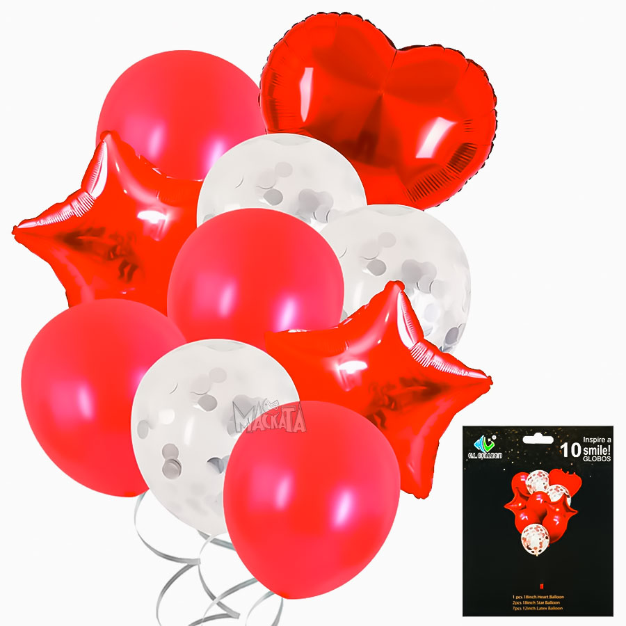Парти сет от балони в червен цвят - 10 бр 54314