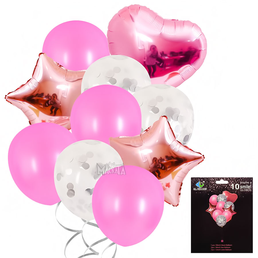 Парти сет от балони в розов цвят - 10 бр 54314
