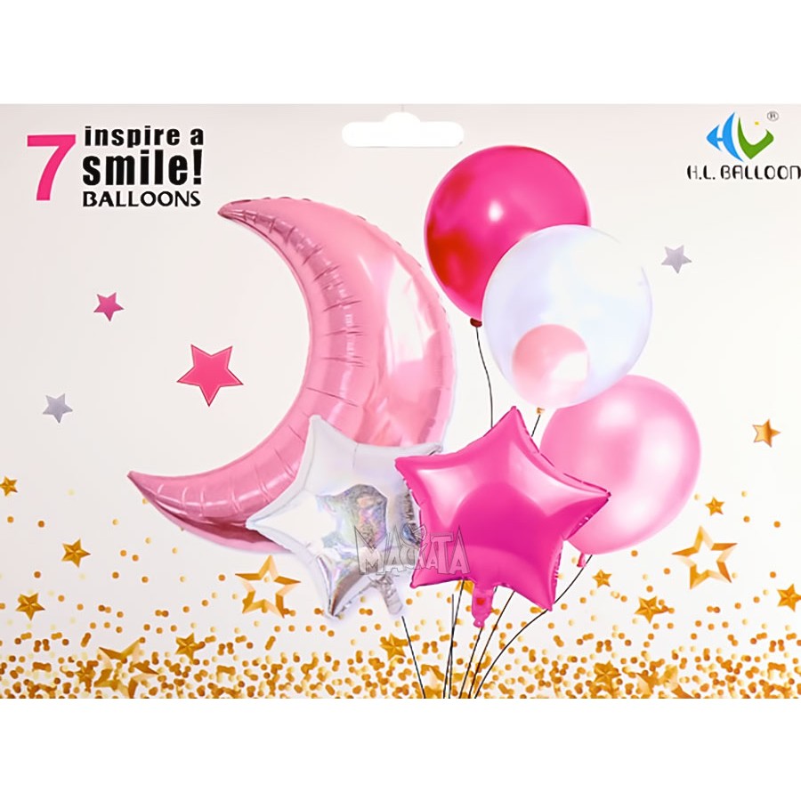 Парти сет от балони в розов цвят - 7 бр 54315