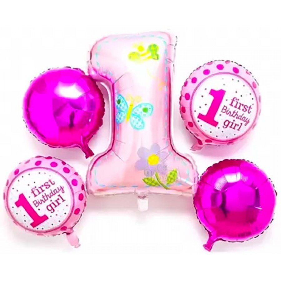 Парти сет от балони за Първи рожден ден в розов цвят