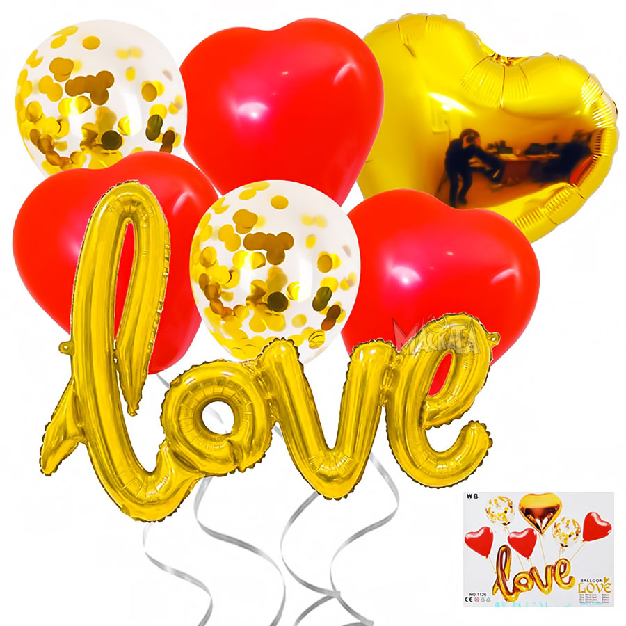 Парти сет от балони - Love в цвят злато 7бр