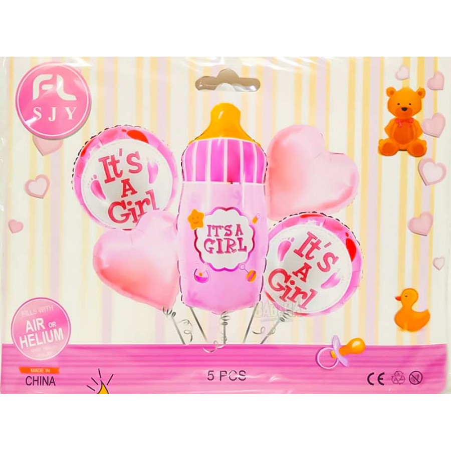 Парти сет от балони за бебе в розов цвят 5бр