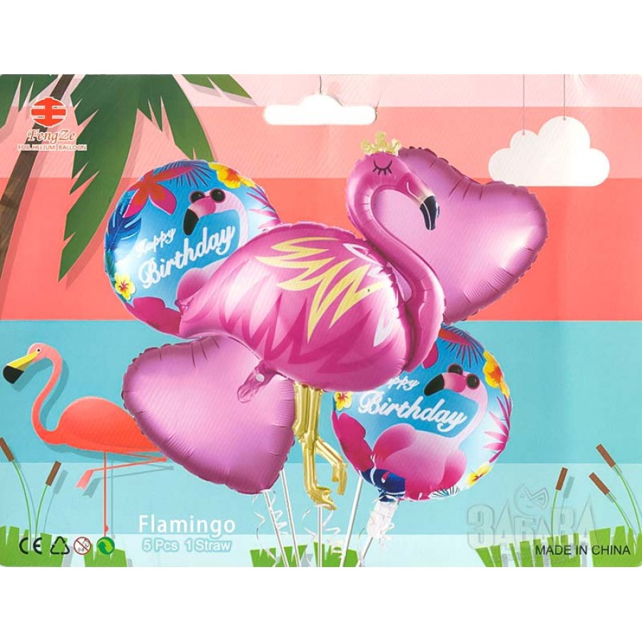 Парти сет от балони Розово Фламинго - 5 бр