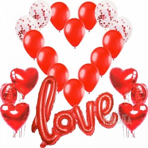 Парти сет от балони за Свети Валентин в червен цвят - 21бр