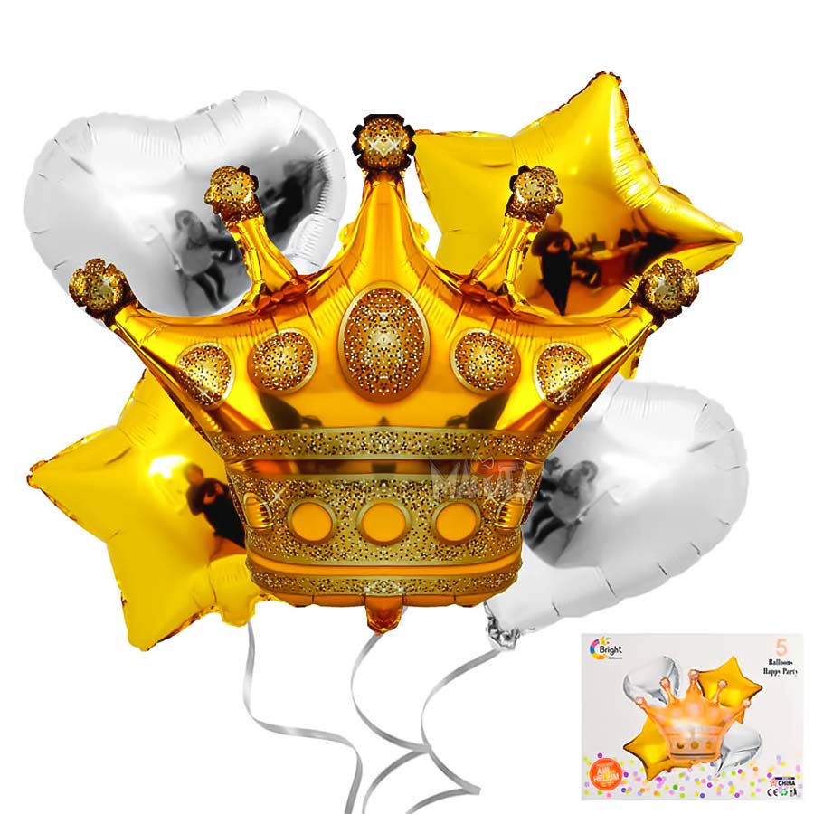 Парти сет от балони с корона 5бр 54549