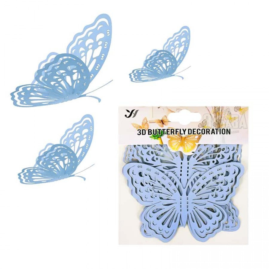 Комплект 3D пеперуди за декорация 12бр 55954-1