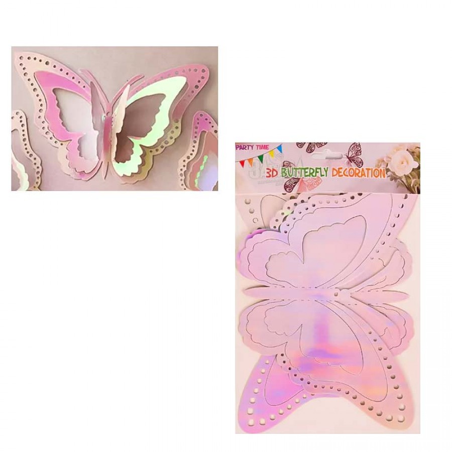 Комплект 3D пеперуди за декорация 6бр 55953-2
