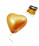 Пакет балони хром металик - сърце в цвят злато