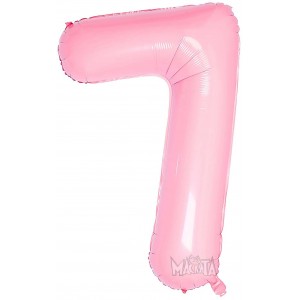 Фолиев балон цифра 7 в цвят бебешко розово
