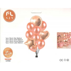 Парти сет от балони - FL в цвят розово злато 10бр