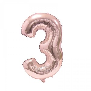 Фолиев балон цифра 3 в цвят розово злато