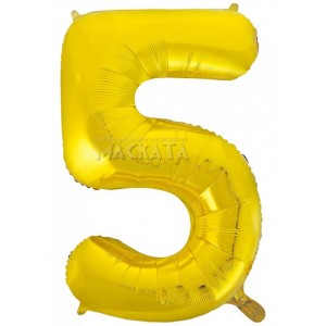 Фолиев балон цифра 5 в златен цвят