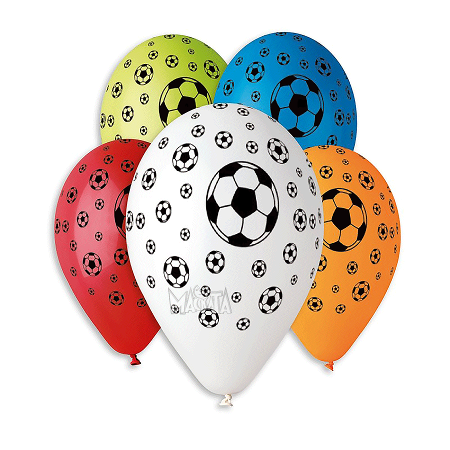 Балони с щампа - футболни топки 5бр