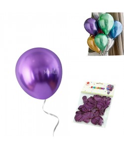 Пакет балони хром металик в лилав цвят 20бр