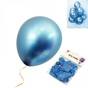 Пакет балони хром металик в син цвят 10бр