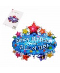 Фолиев балон - Happy Birthday със звезди