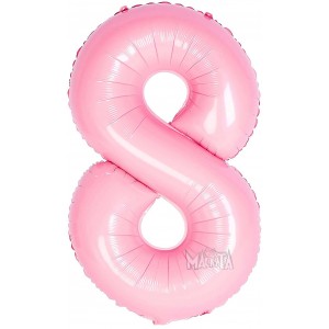 Фолиев балон цифра 8 в цвят бебешко розово