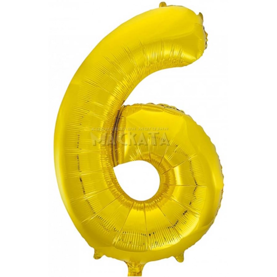 Фолиев балон цифра 6 в златен цвят