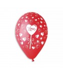 Балони с щампа сърца - Love 5бр
