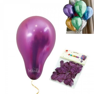 Пакет малки балони хром металик в лилав цвят 50бр