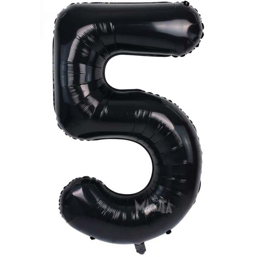 Фолиев балон цифра 5 в черен цвят